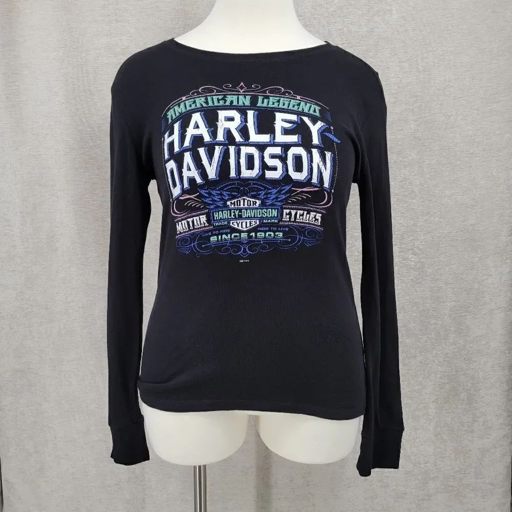 Harley Davidson Long Sleeve Tee Soft Stretchy Black